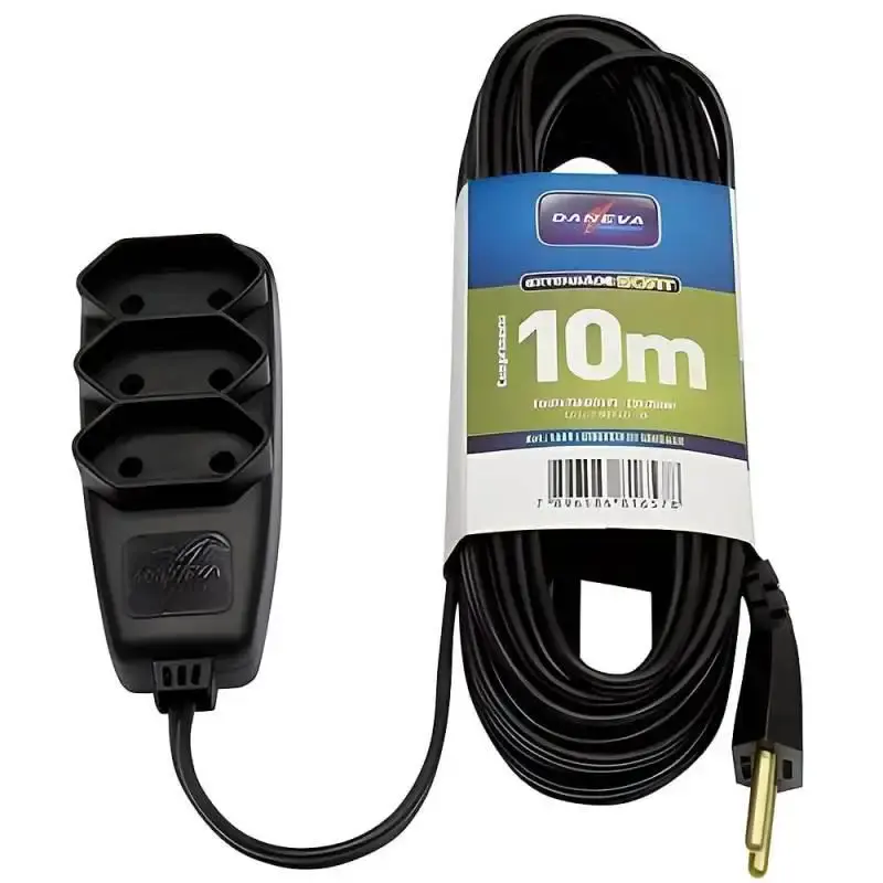 Extensão elétrica 10 metros cabo PP entrada de 3 pinos Daneva