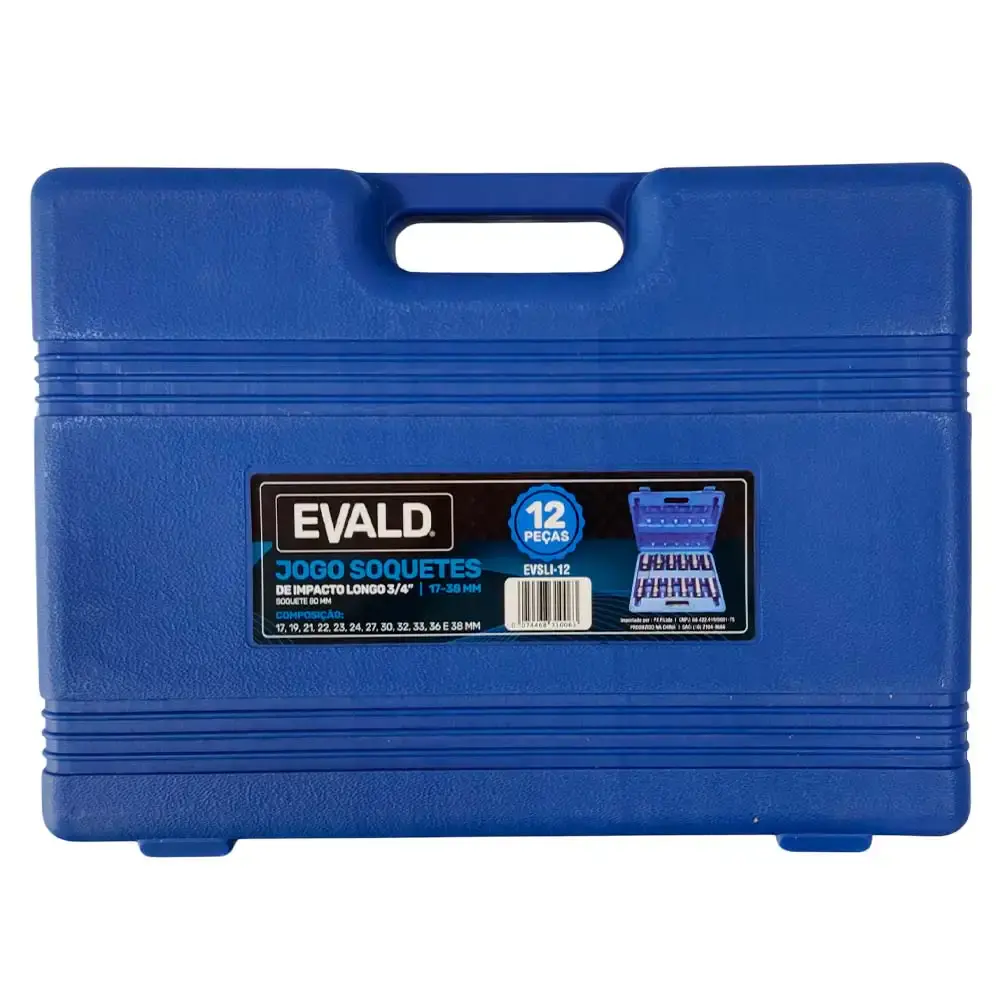 Jogo soquetes longos de impacto 3/4 POL de 17 a 38 MM kit 12 peças EVSLI-12 Evald — fotografia 5