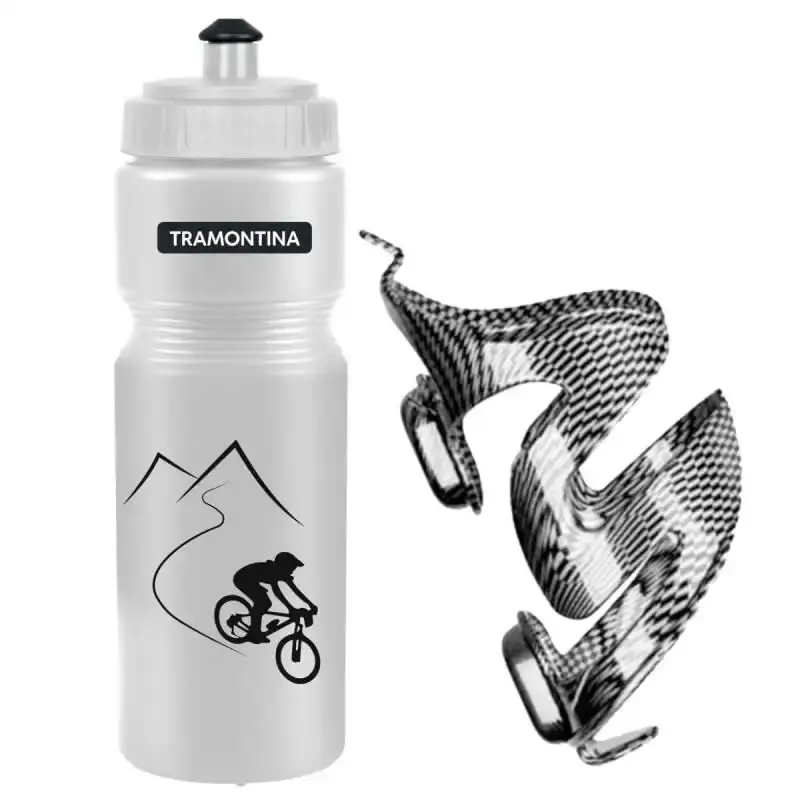 Garrafa de água Tramontina 750 ML + suporte para bicicleta Tramontina — fotografia de referência