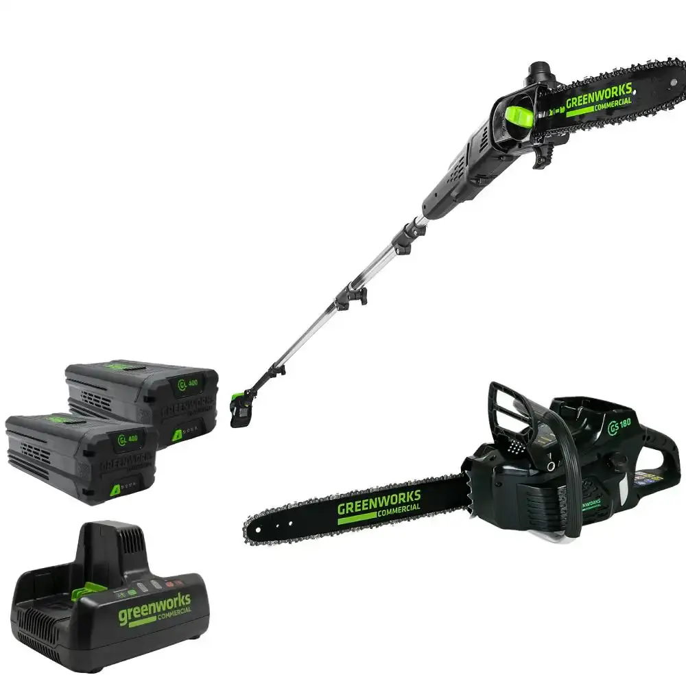 Motosserra 82V com podador de altura + 2 baterias 4,0AH + carregador bivolt Greenworks