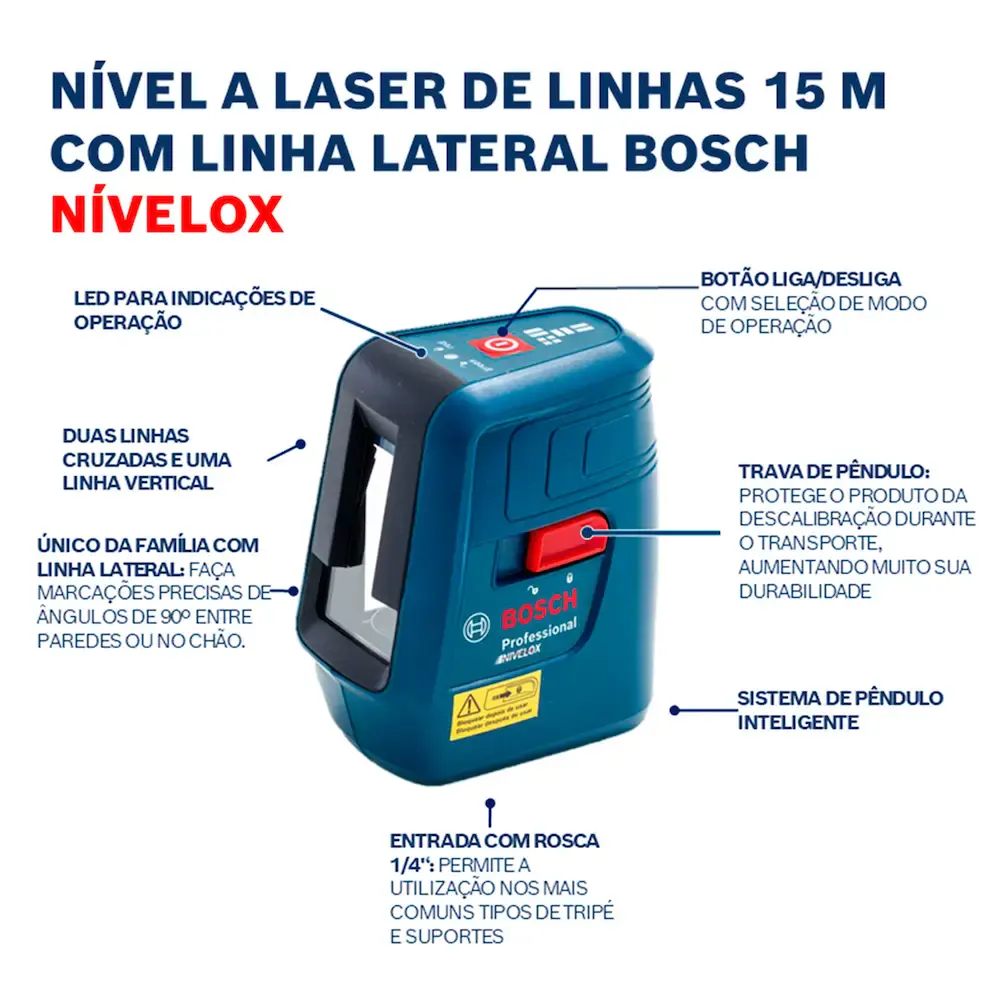 Nível à laser 3 linhas 15 metros nivelox GLL 3X Bosch — fotografia 11