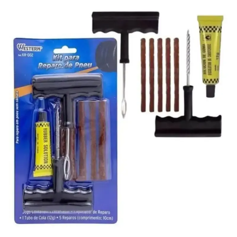 Kit reparo para pneus sem câmara com 8 peças KR-002 Western