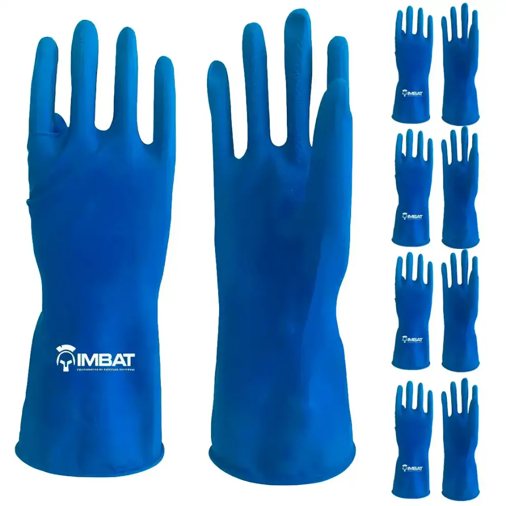 Kit 5 luvas de borracha forrada azul T9 LV-LAZF-9 Imbat