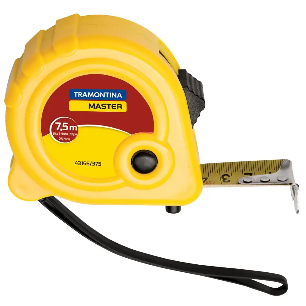Trena master fita de aço e corpo em ABS com freio duplo 7,5M 43156375 Tramontina