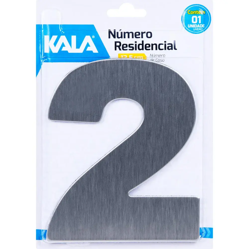 Número residencial N°2 aço escovado 12,5CM Kala — fotografia de referência