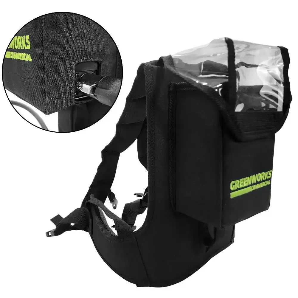 Aparador de cerca viva 82V com mochila + bateria 4,0AH + carregador bivolt Greenworks — fotografia 3