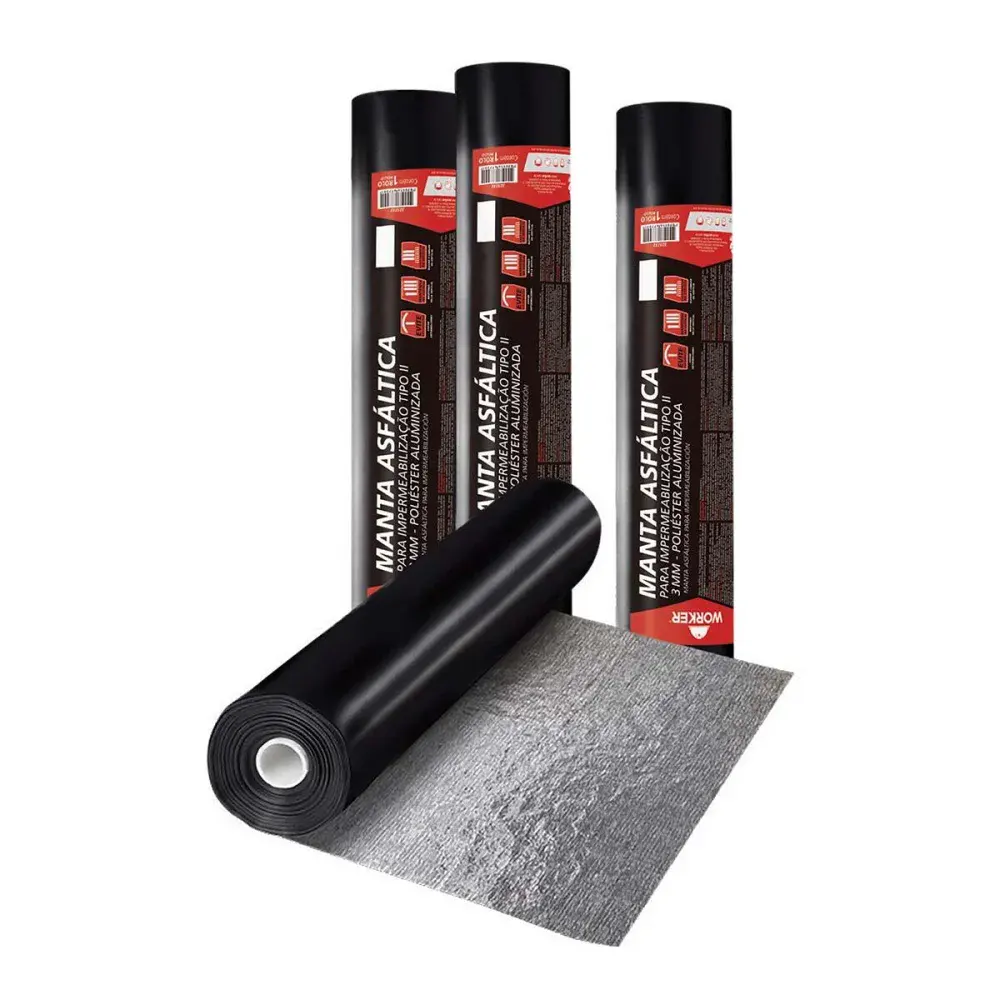 Manta asfáltica poliéster aluminizado rolo 1X10M 3MM tipo ii Worker — fotografia de referência