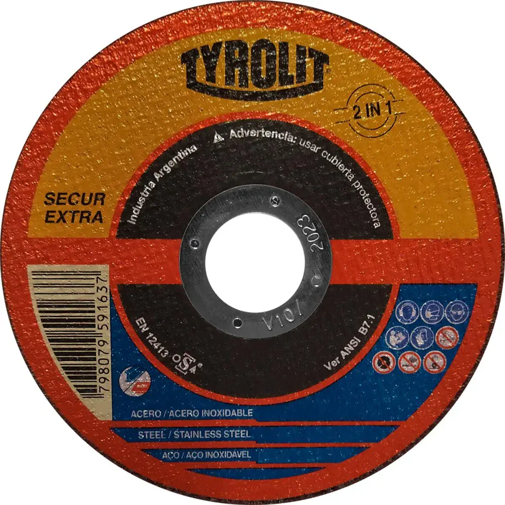 Disco de corte fino premium 7"X1,6MM Tyrolit para aço inox