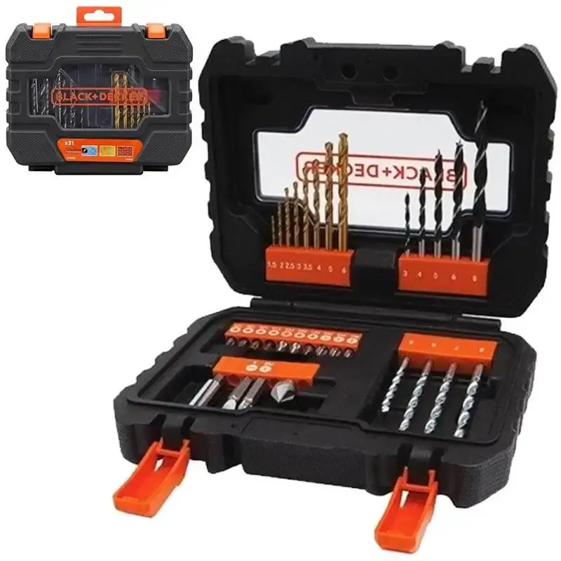 Kit de brocas e bits com 31 peças e estojo A7233-XJ black & decker — fotografia de referência
