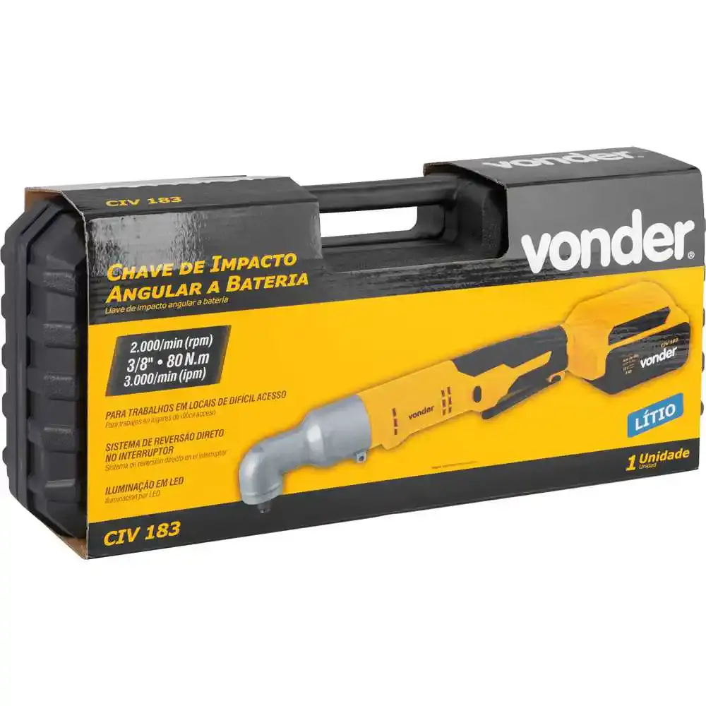 Chave de impacto angular bateria 18V encaixe 3/8POL CIV-183 Vonder — fotografia 10