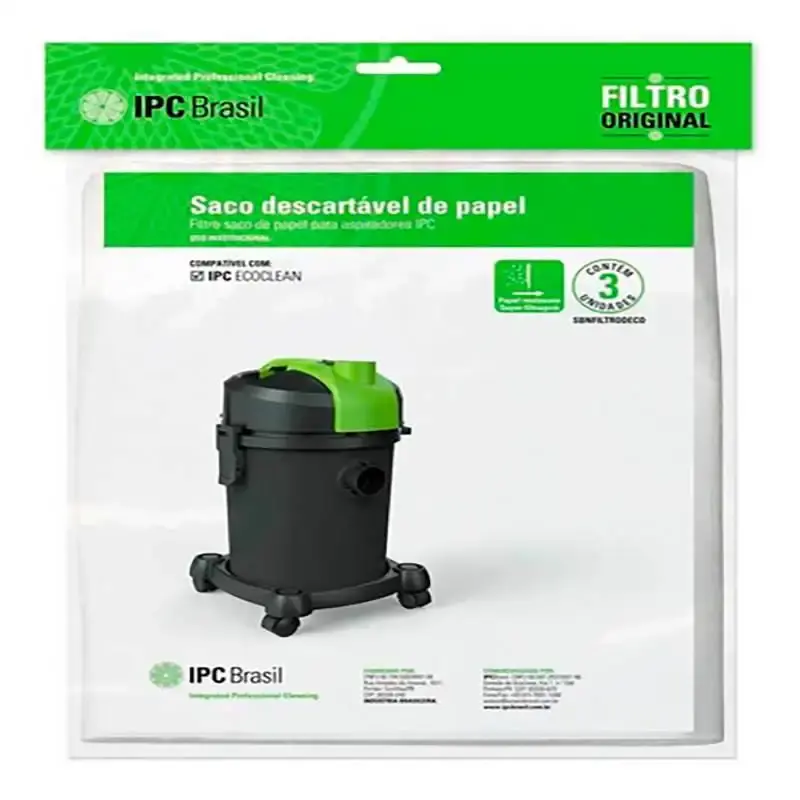 Filtro descartável de papel para aspirador ecoclean com 3 unidades sbnfiltrodeco IPC
