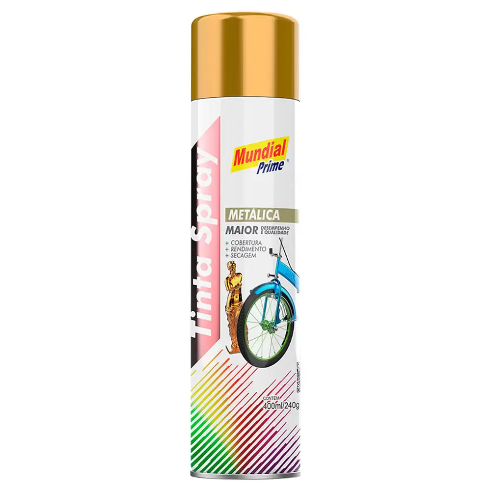 Tinta spray 400ML metálica dourado AE01000060 mundial prime