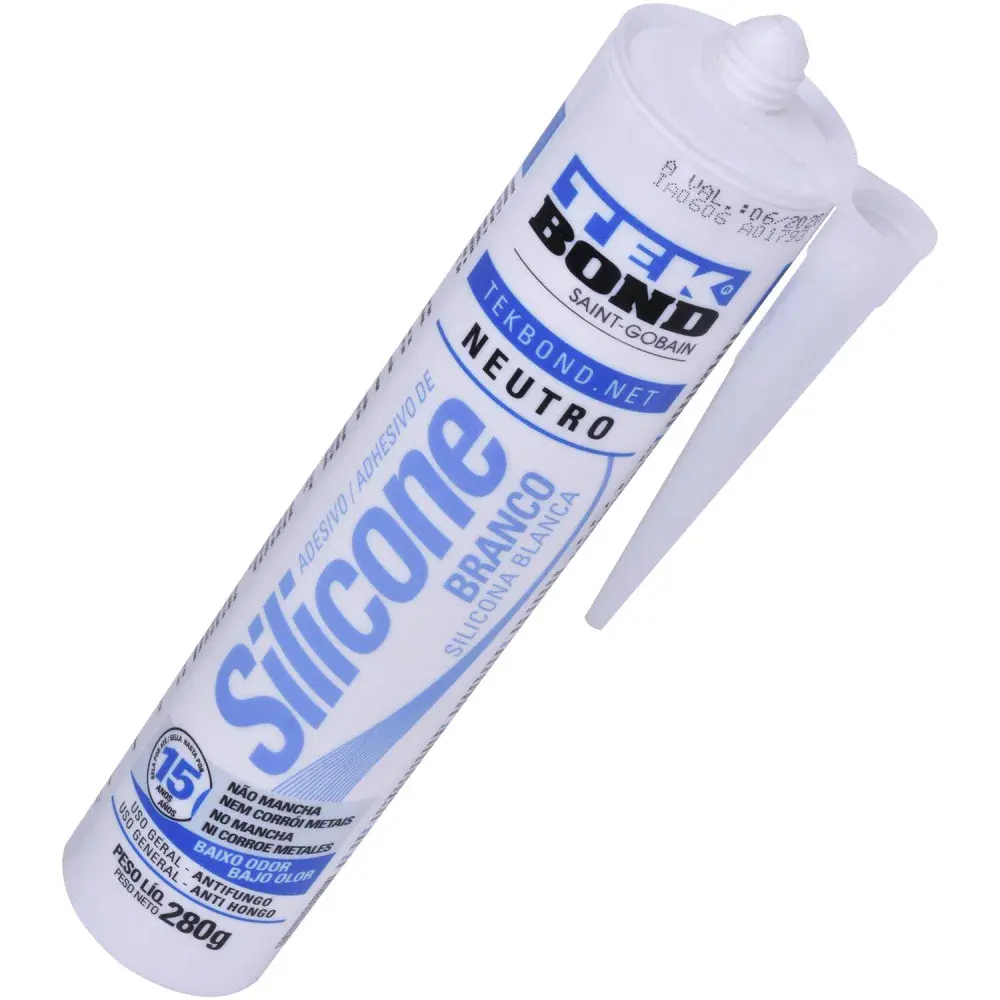 Silicone neutro branco tubo 280GR Tekbond — fotografia 4