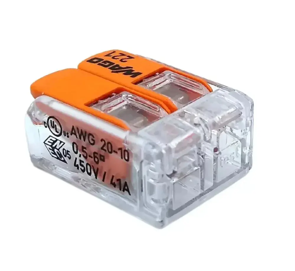 Conector emenda 221 2 derivações 6MM - 50 peç Wago
