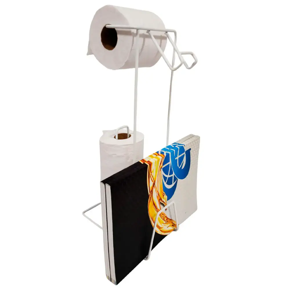Suporte papel higiênico de chão celular e revistas Evald Preto — fotografia 5