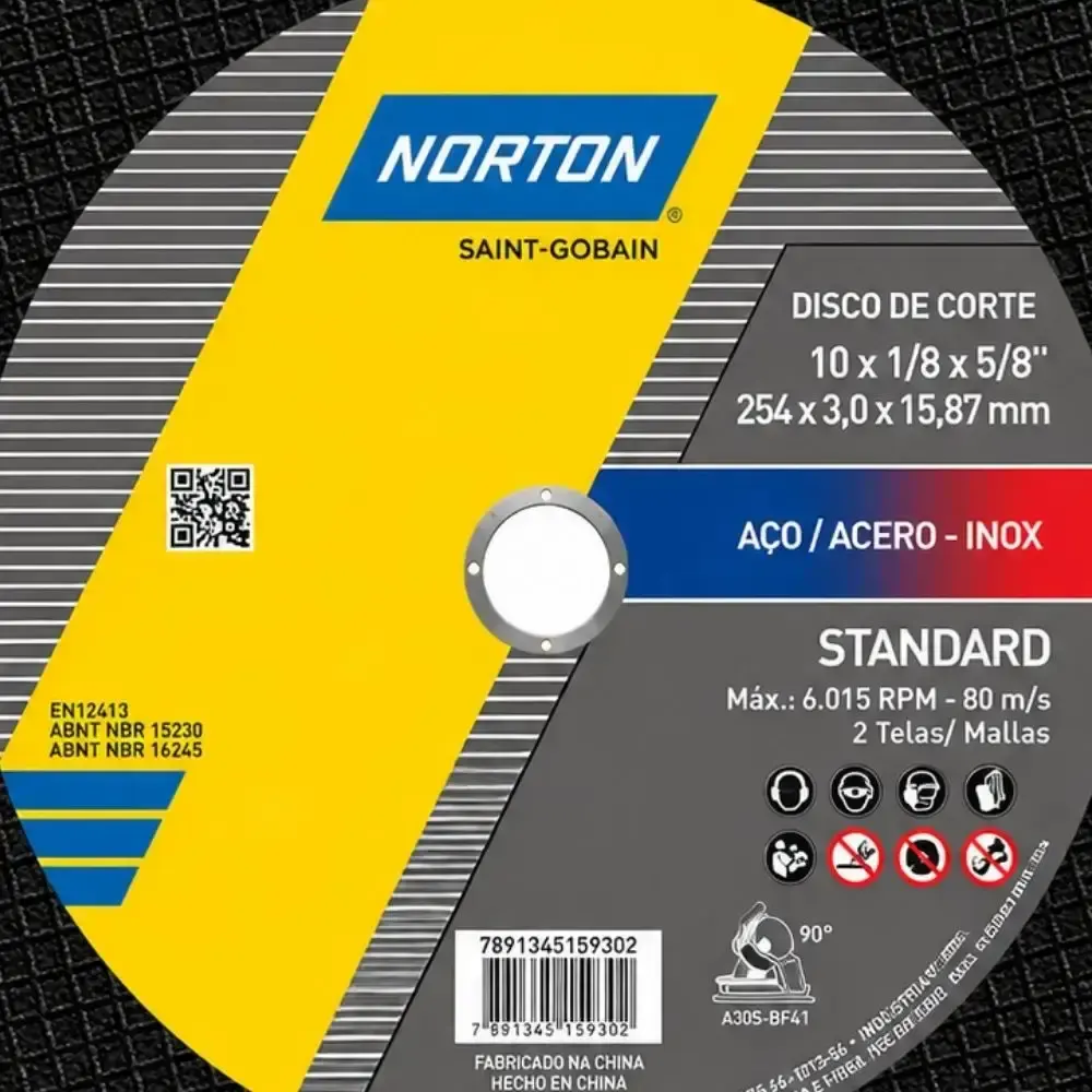 Kit 10 Discos de Corte Standard para Inox 254 x 3 x 15,8mm NORTON — fotografia 5