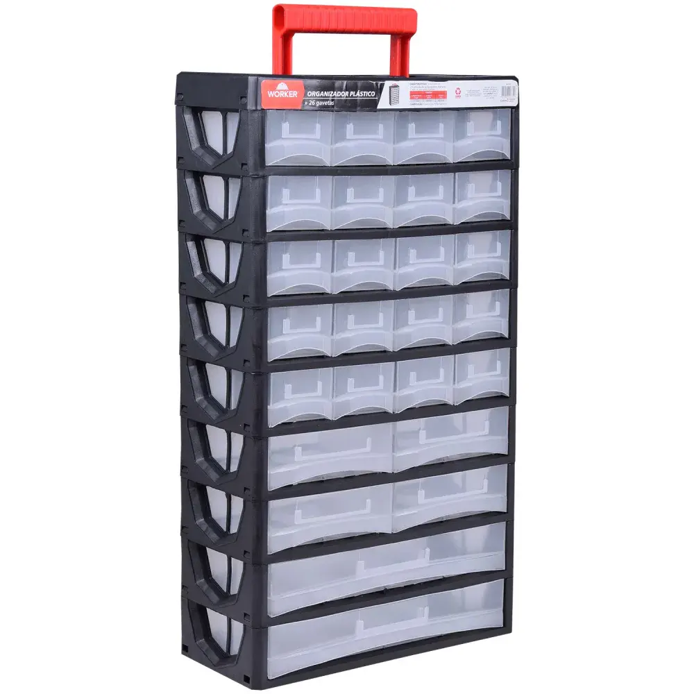 Organizador plástico 26 gavetas 31,5X14X56,5CM Worker — fotografia de referência