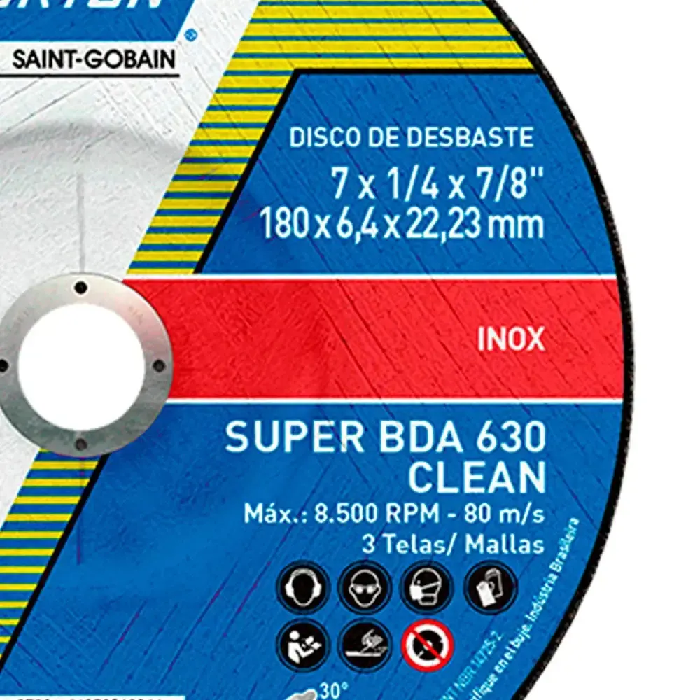 Disco de desbaste inox 7 pol c/ furo de 7/8 BDA 630 Norton — fotografia 4