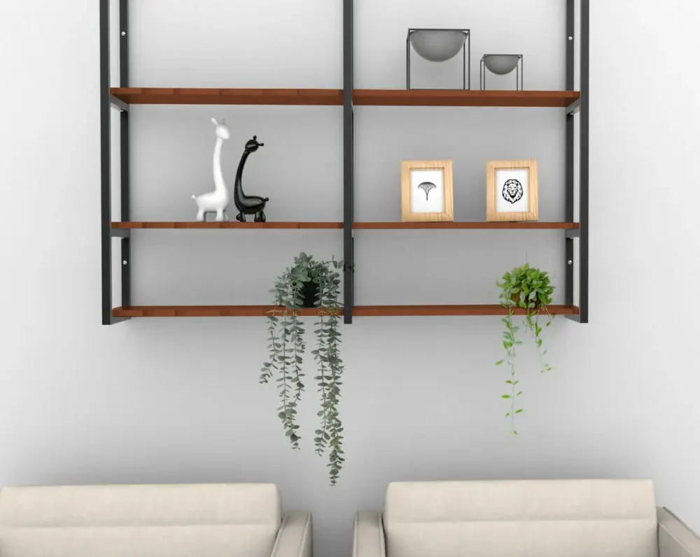 Prateleira industrial parede/teto com 3 prateleiras 120 x 20 cm avelã Brasforma