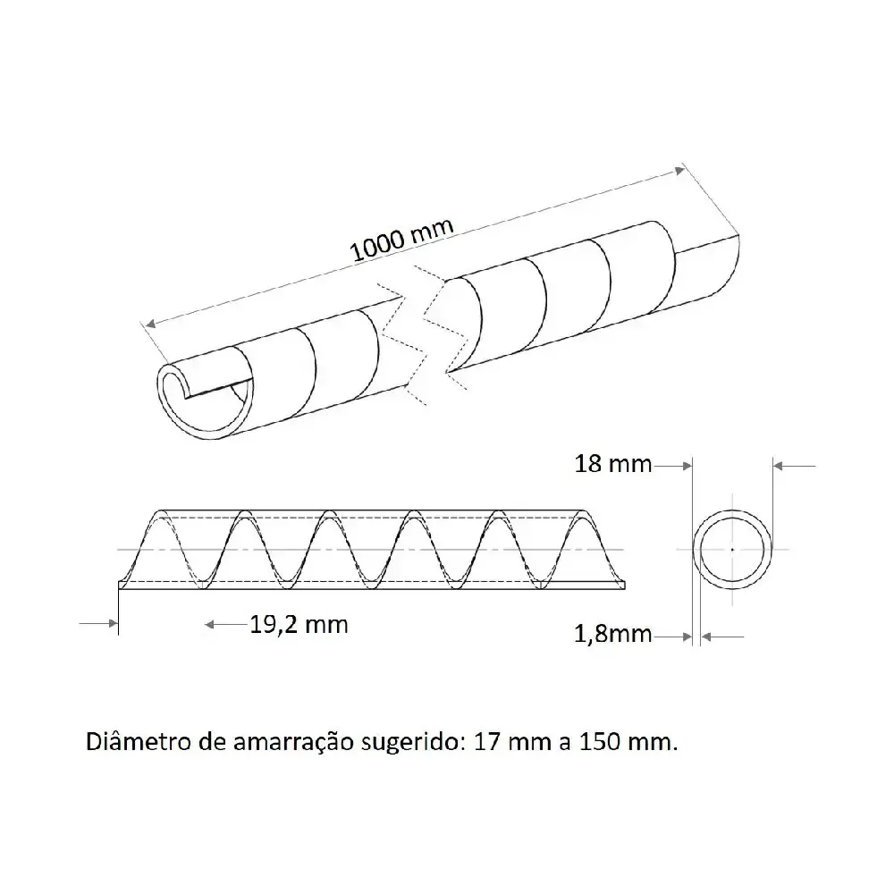 Tubo espiral organizador 3/4 POL branco 1 metro Tramontina — fotografia 5