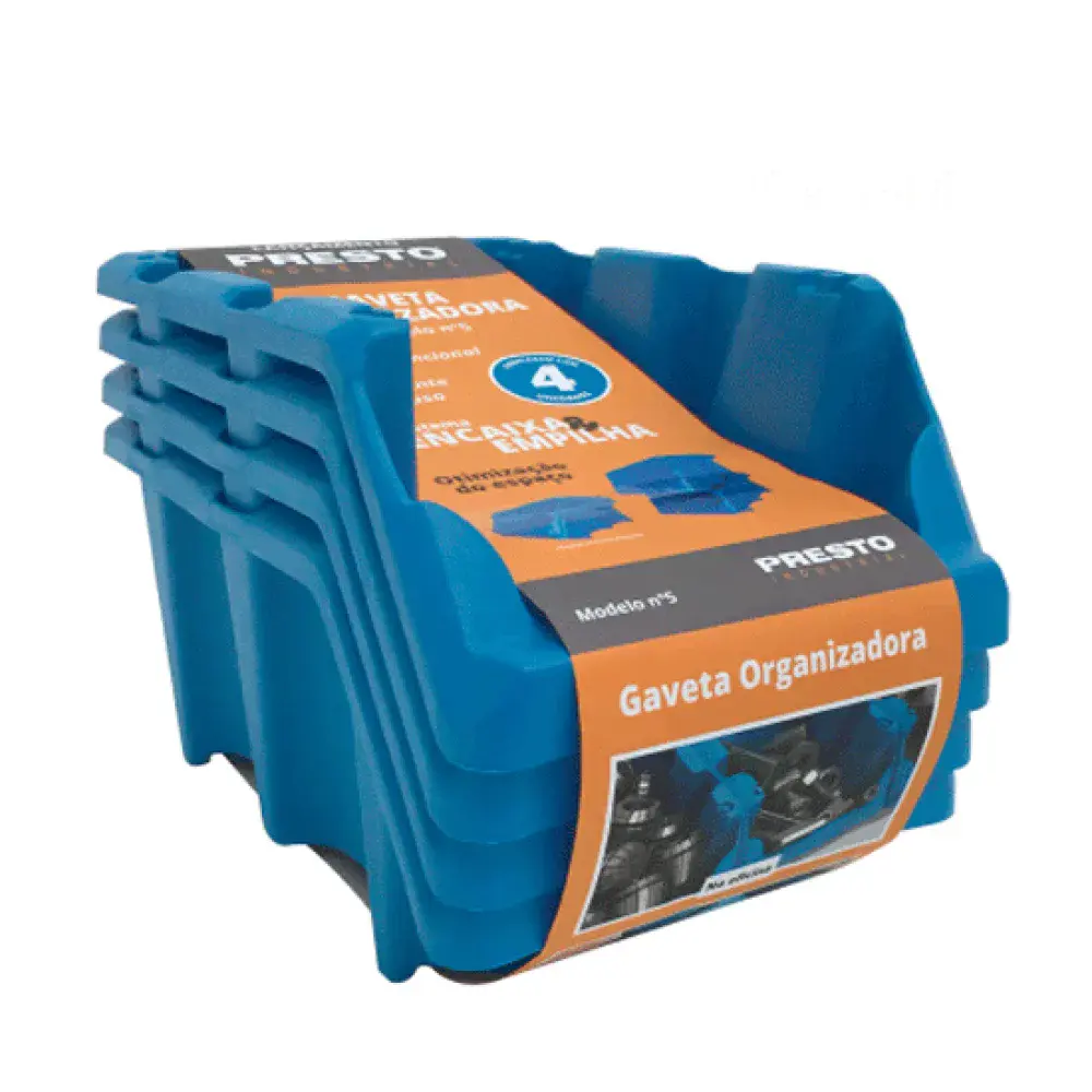 Kit de gavetas empilháveis Nº 5 azul 42018 Presto