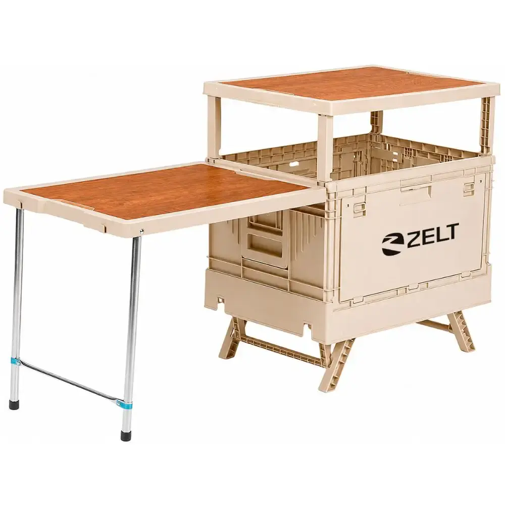 Caixa de armazenamento camping cozinha multifuncional dobrável com mesa lateral Zelt — fotografia 4