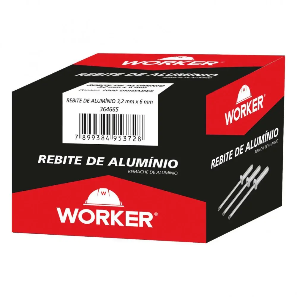 Rebite de repuxo alumínio 3,2X6MM 1000 peç Worker — fotografia 2