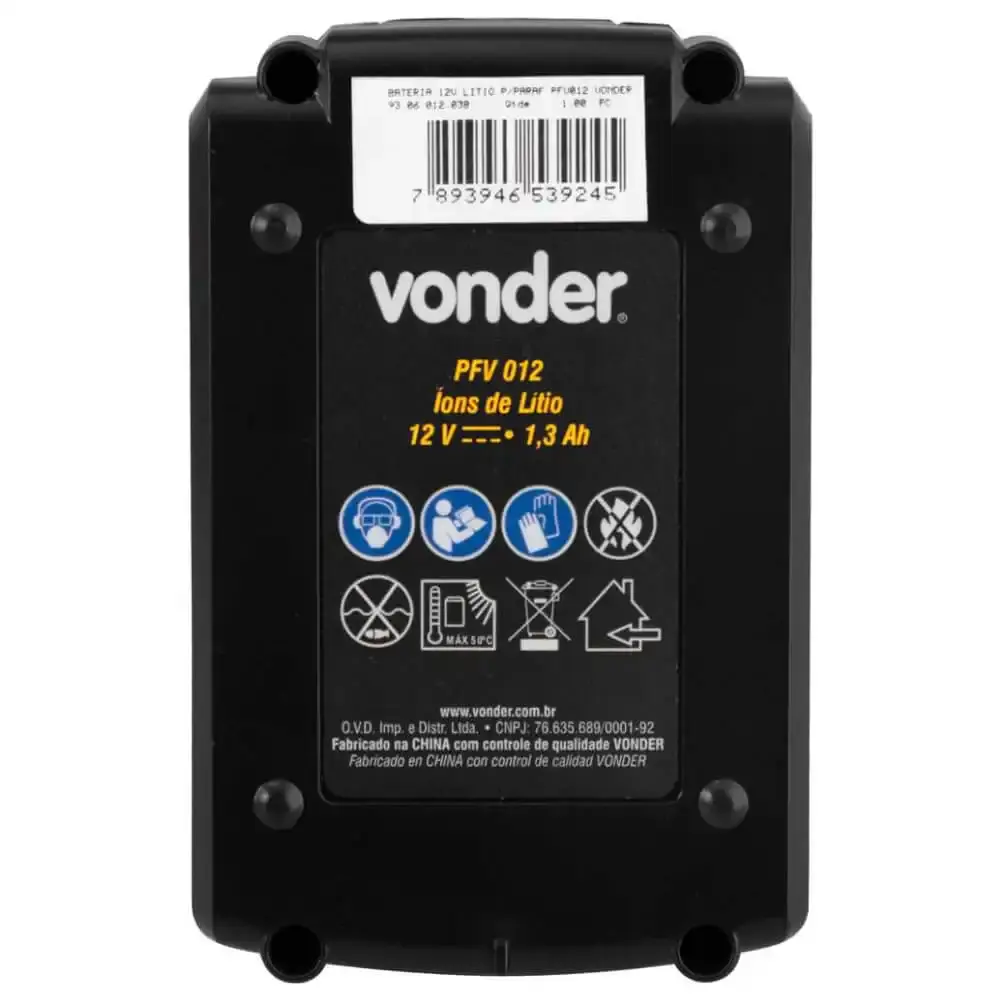 Bateria lítio 12V para parafusadeira furadeira PFV 012 Vonder — fotografia 4