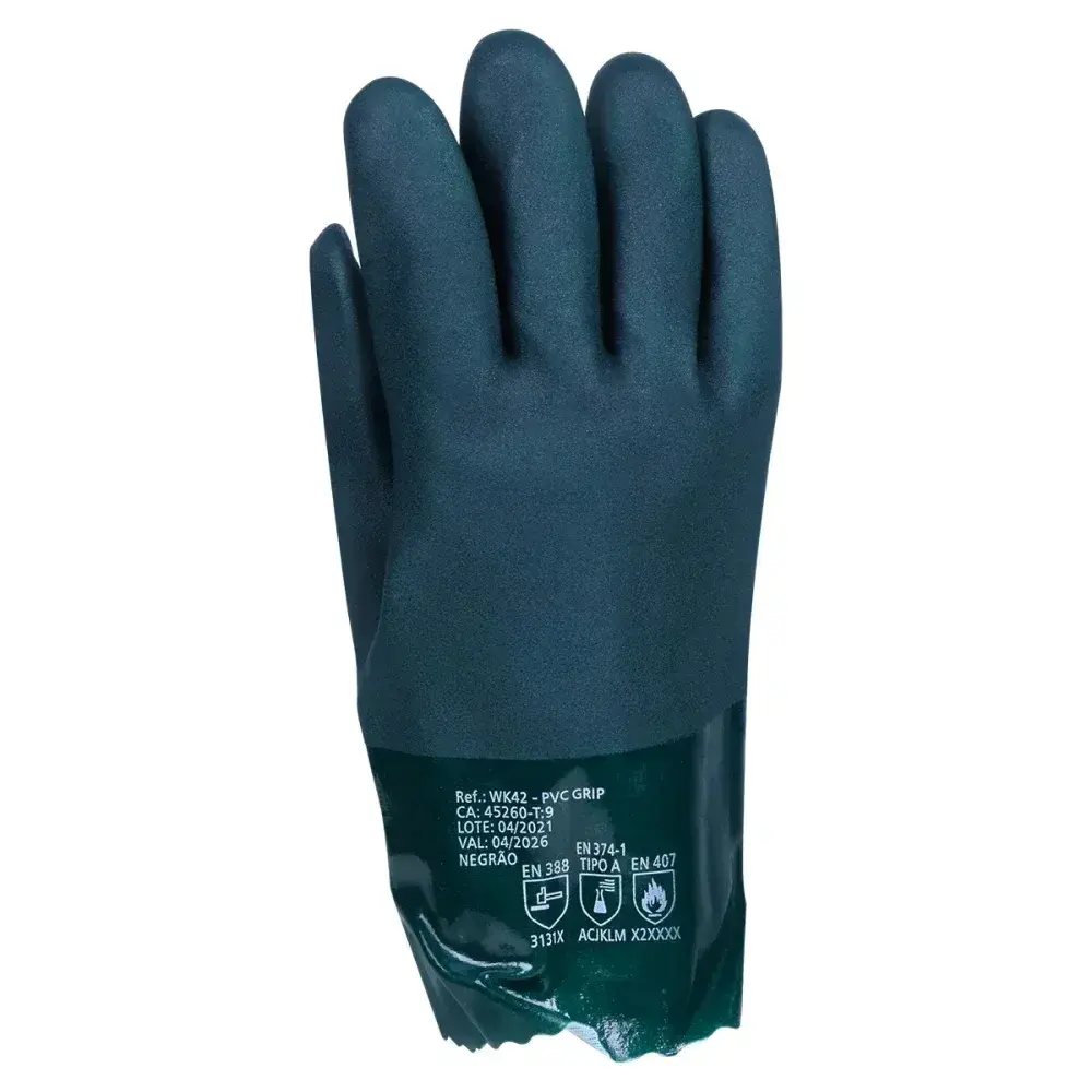 Luva de pvc com forro de poliéster 25CM g verde Worker — fotografia 8