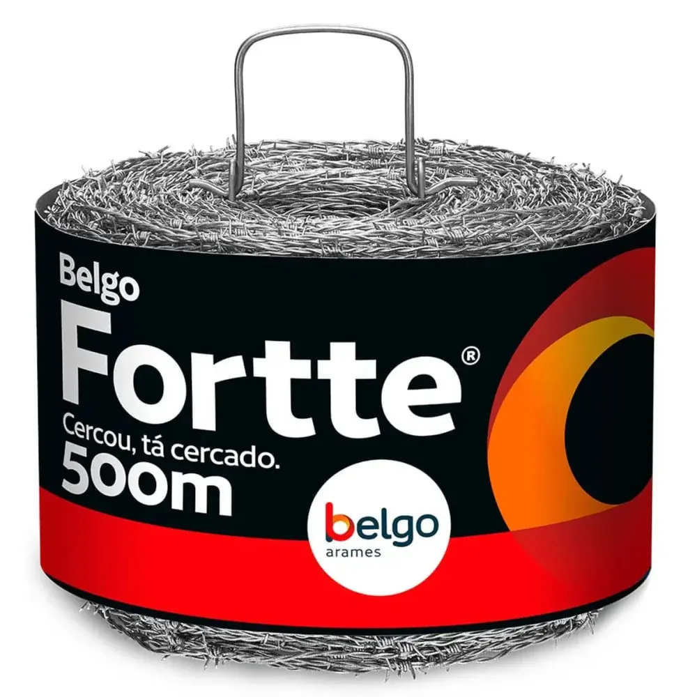 Arame farpado galvanizado fortte 350KGF 1,6MM 500M Belgo — fotografia 3