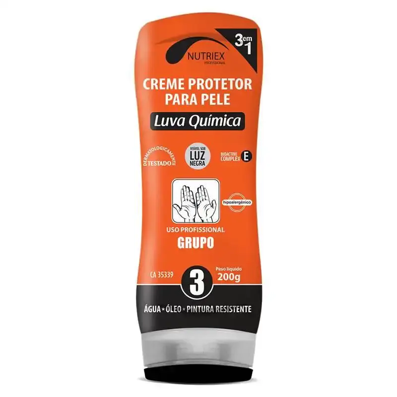 Creme protetor para mãos - luva química - grupo 3 (Água - óleos - pintura) 200 GR bisnaga Nutriex