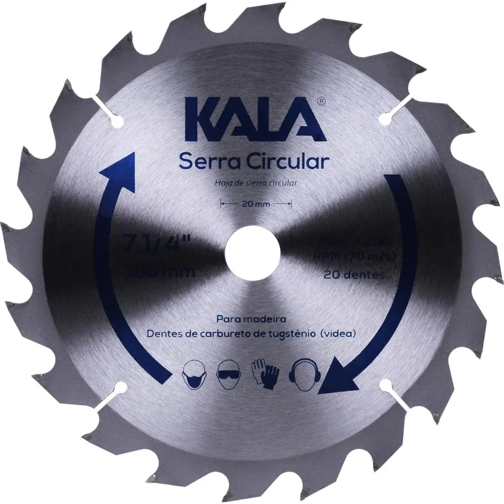 Disco serra circular 7.1/4 para madeira 20 dentes 7200RPM Kala — fotografia de referência