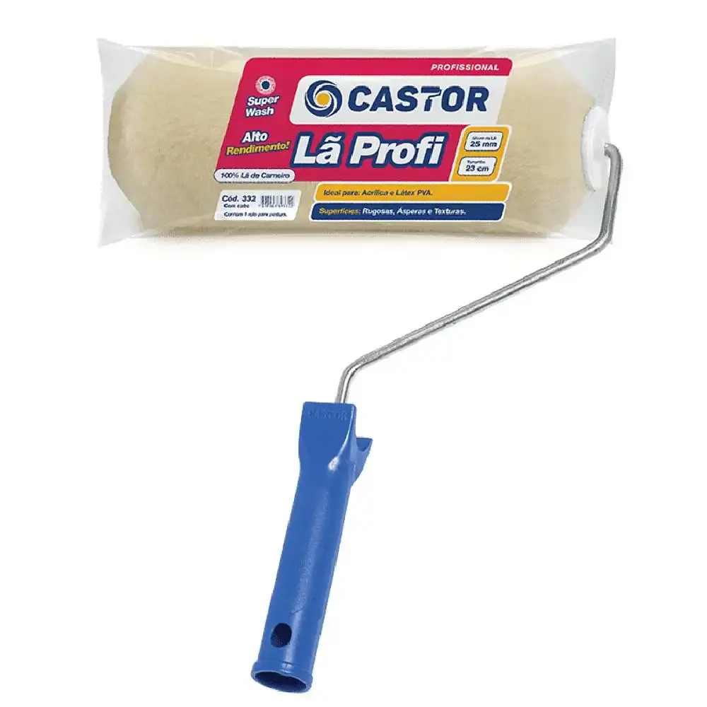 Rolo de Pintura em Lã Profissional 23 cm com Cabo CASTOR
