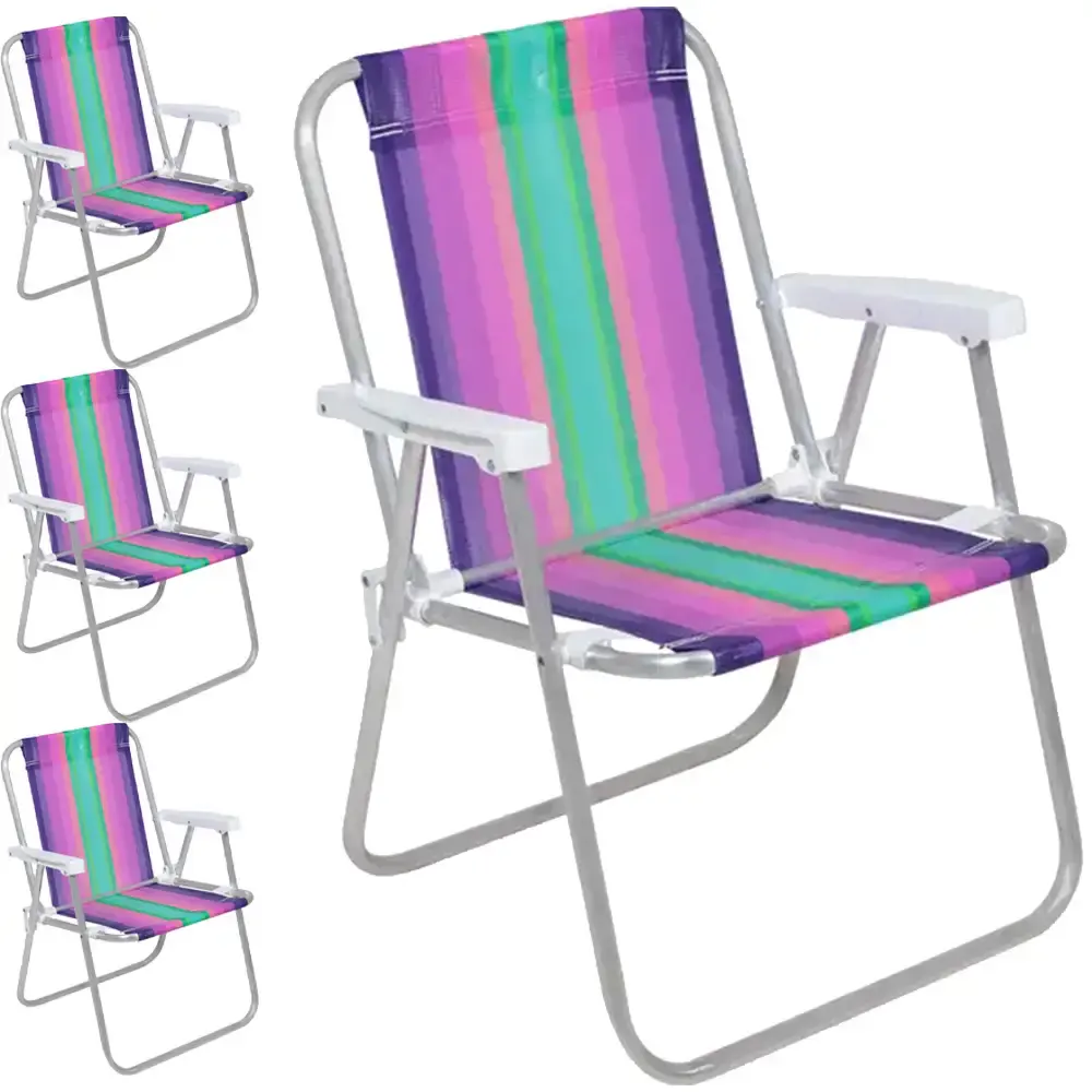 Cadeira de praia alta roxo e verde alumínio com 4 unidades BEL Belfix