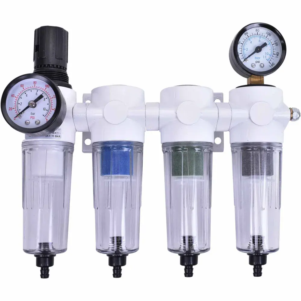 Filtro regulador de ar odontológico quadruplo mini 1/4 CJ041-M Pressure