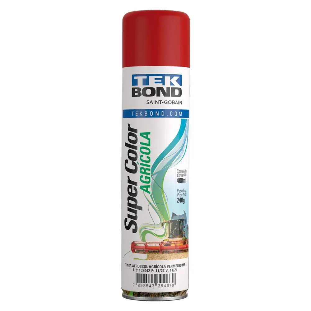 Tinta spray agrícola 400ML super color vermelho Tekbond