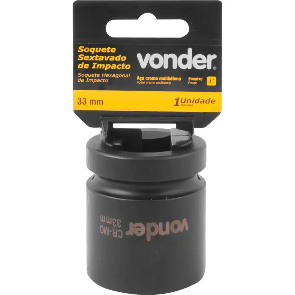 Soquete Sextavado Impacto Encaixe 1 polegada 33MM Cromado VONDER — fotografia 3