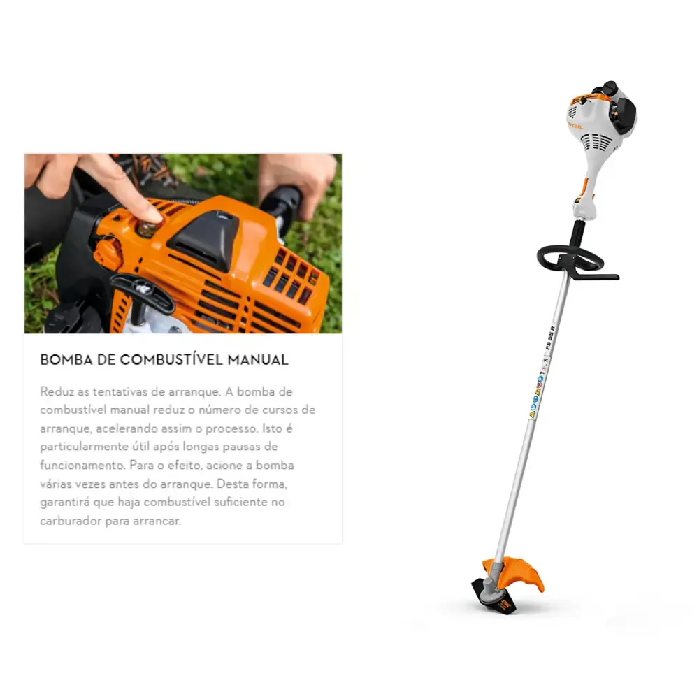 Roçadeira combustão a gasolina 1,0 CV 27,2 CC lâmina 2 facas FS 55 r Stihl — fotografia 5