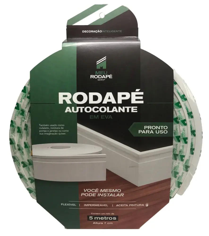 Rodapé eva autocolante 7CM x 5M branco meu rodapé — fotografia 2