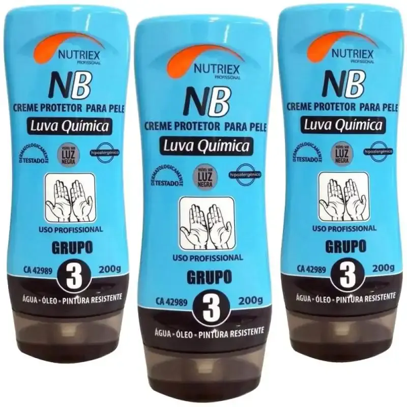 Creme luva química grupo 3 película antisséptica com 3 unidades Nutriex