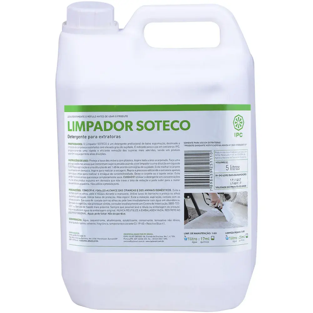 Detergente limpador para extratoras 5L ipc soteco