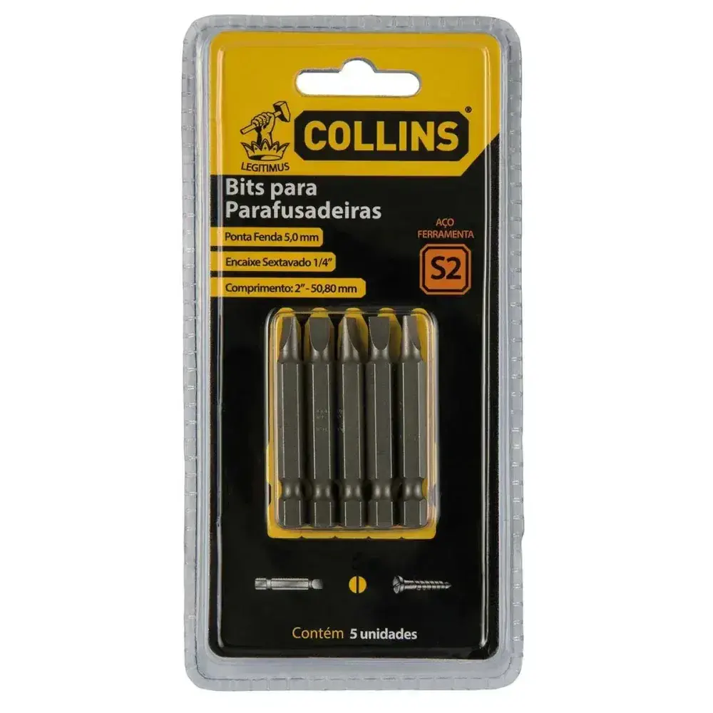 Bits ponta fenda Collins 5,0MM 1/4 x 50,8MM 5PEÇ — fotografia 2