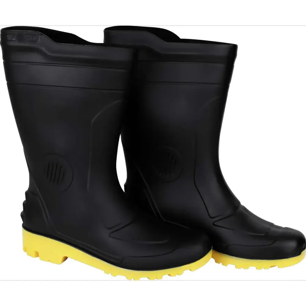Bota de pvc com forro preta e amarela Nº34/35 Grendene — fotografia 3