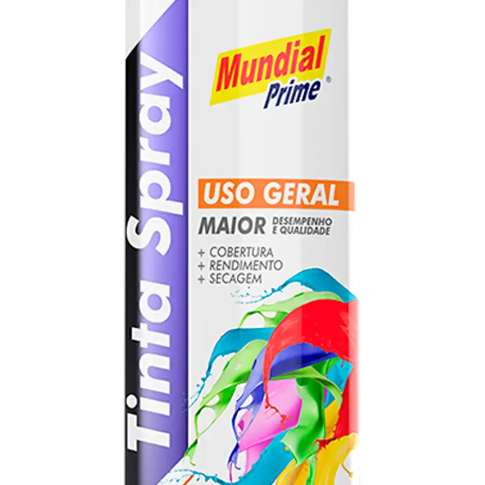 Tinta Spray 400 ml Preto Brilhante com 02 Uni Mundial Prime — fotografia 3