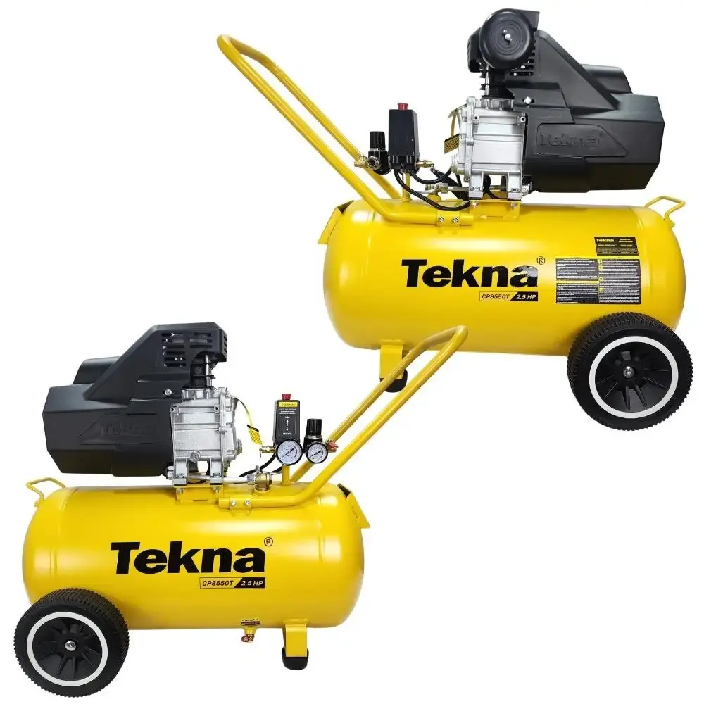 Compressor de ar 2,5HP 8 pés 43 litros lubrificado com kit multiuso 6 peças Tekna 110 V — fotografia 3