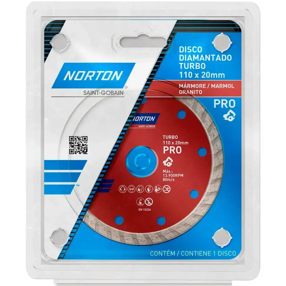 Disco diamantado pro turbo para serra mármore 110X20MM Norton — fotografia 3