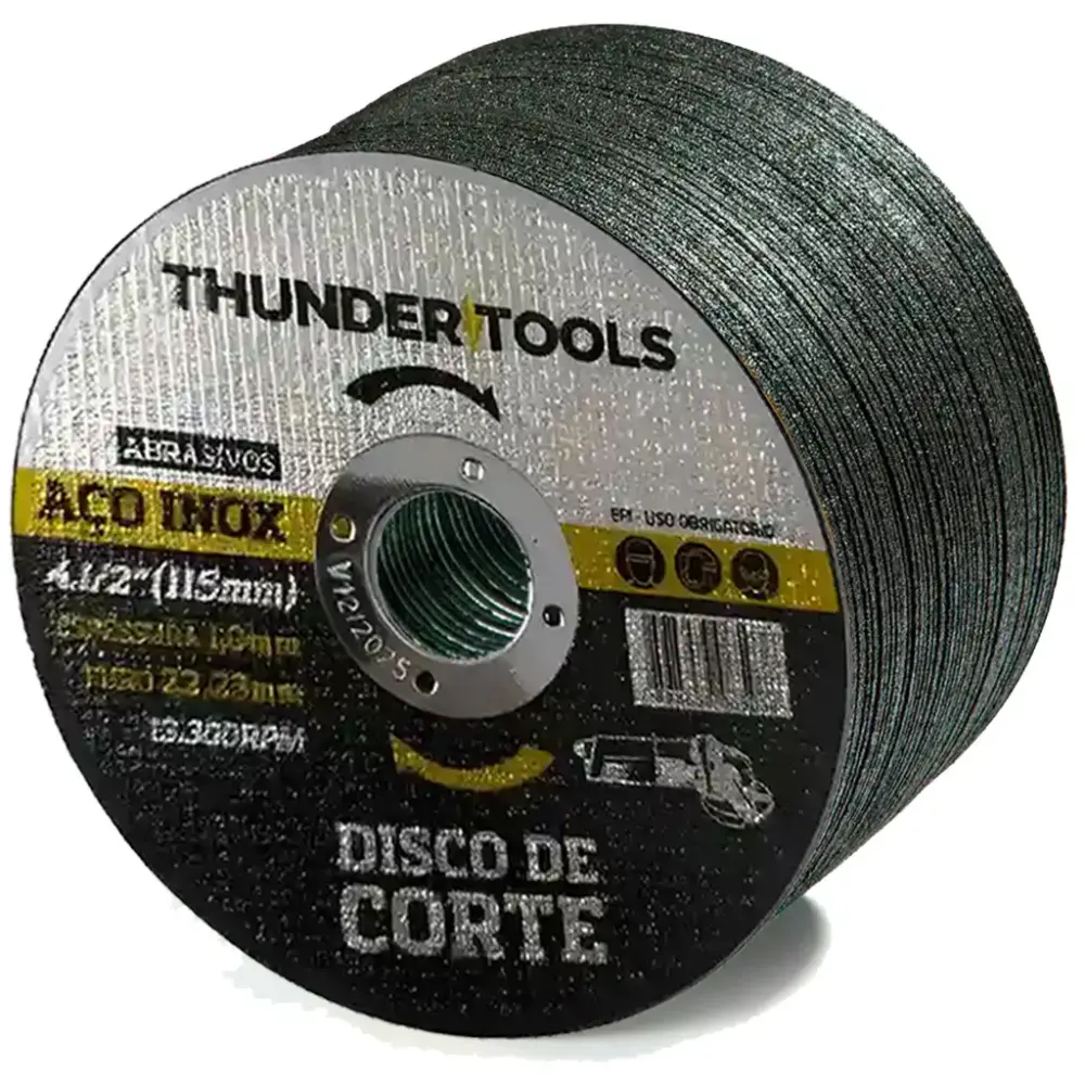 Disco Corte Aço Inox 4.1/2 POL x 1,0mm Kit 100 Peças 22026 THUNDER TOOLS TH