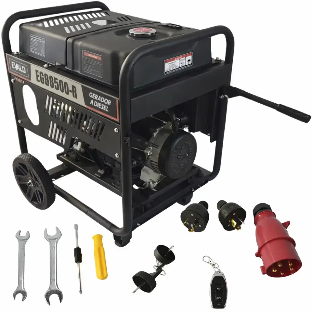 Gerador energia diesel 7,5 KVA partida elétrica controle remoto 220V trifásico EGD8500-R Evald 220 V — fotografia 6