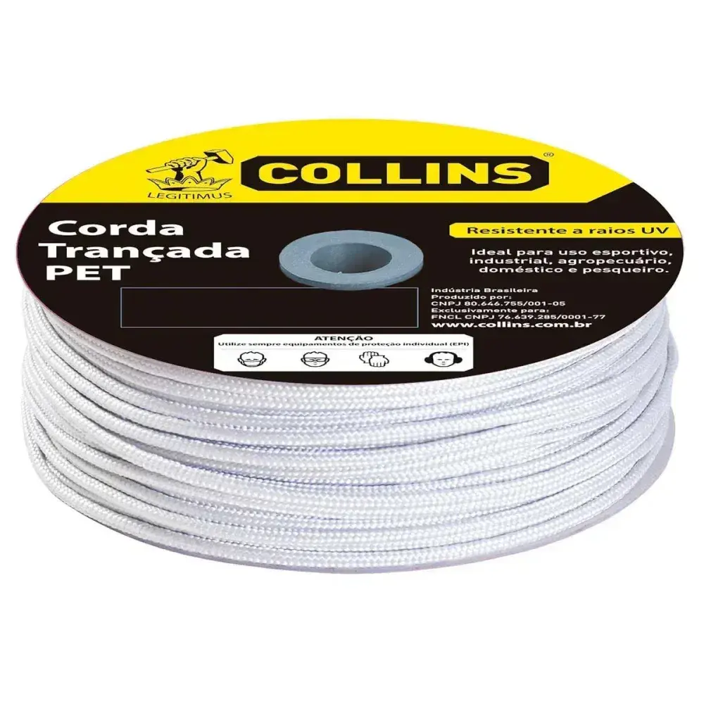 Corda pet trançada 150M / 6MM branca Collins — fotografia 2