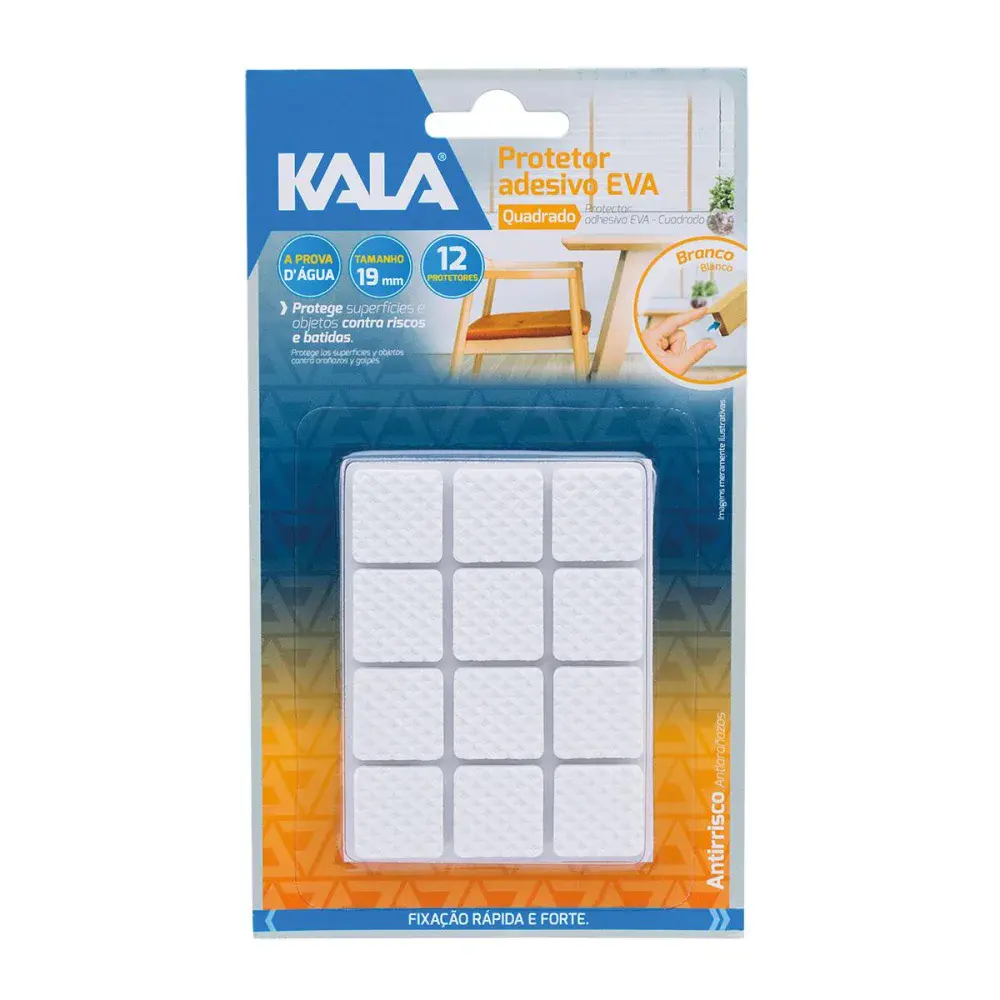 Protetor adesivo eva Kala branco quadrado 19MM 12 pcs